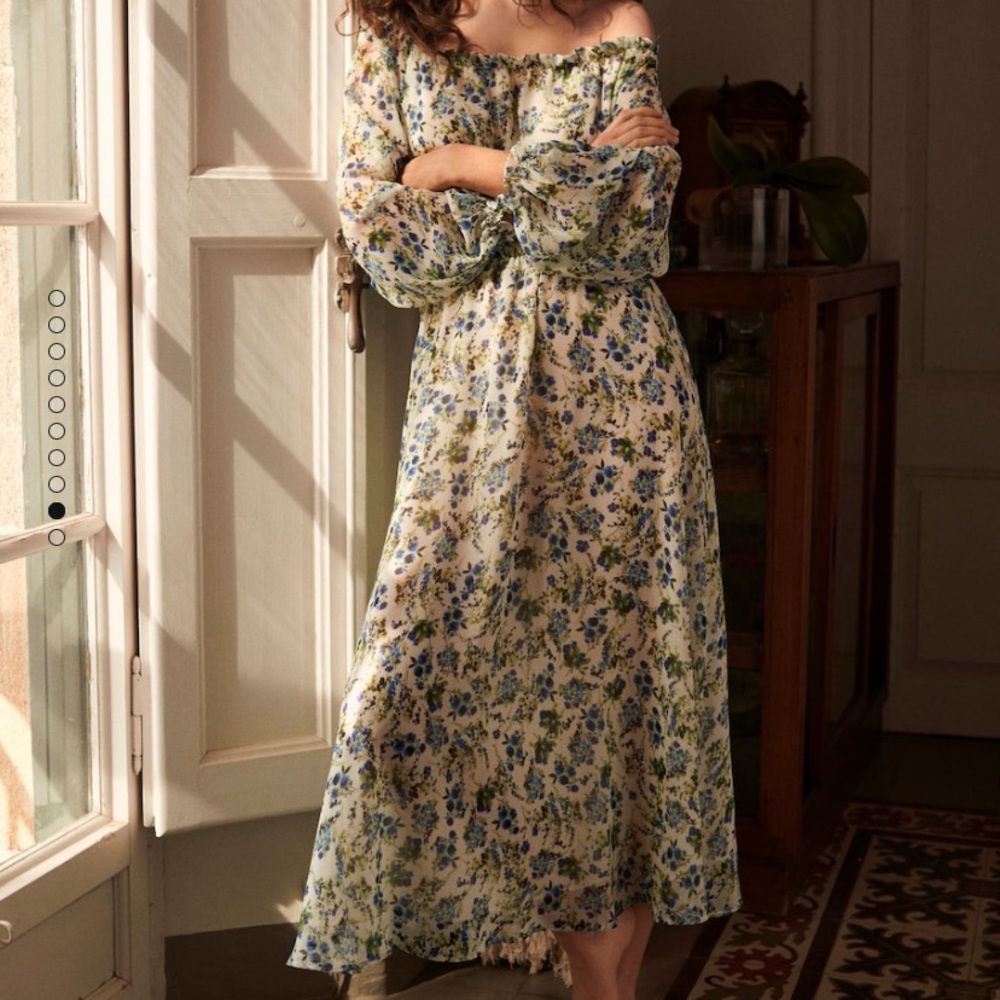 MANGO floral dress with balloon sleeves